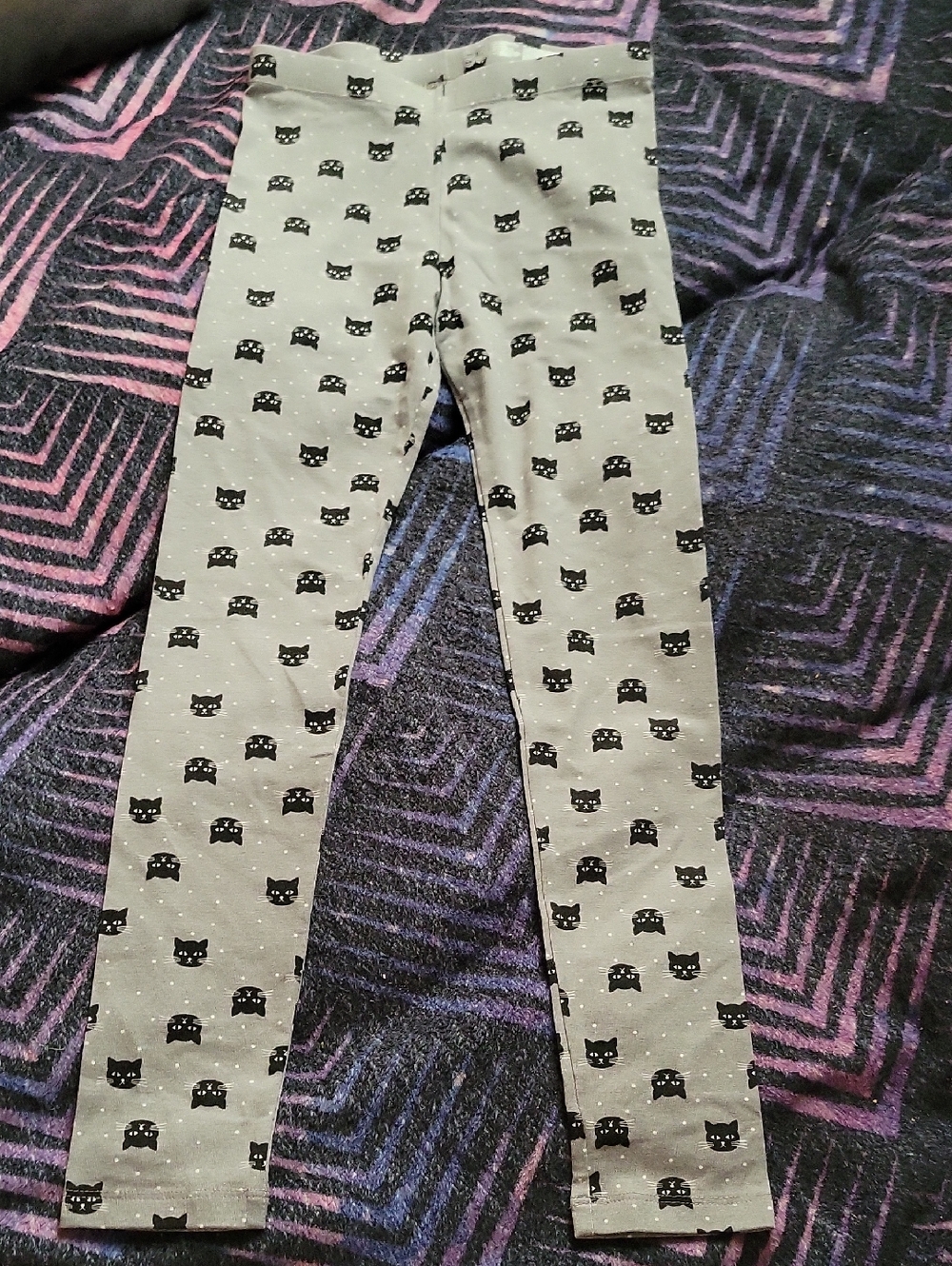 wonder nation Gray Leggings with Black Cat Print
